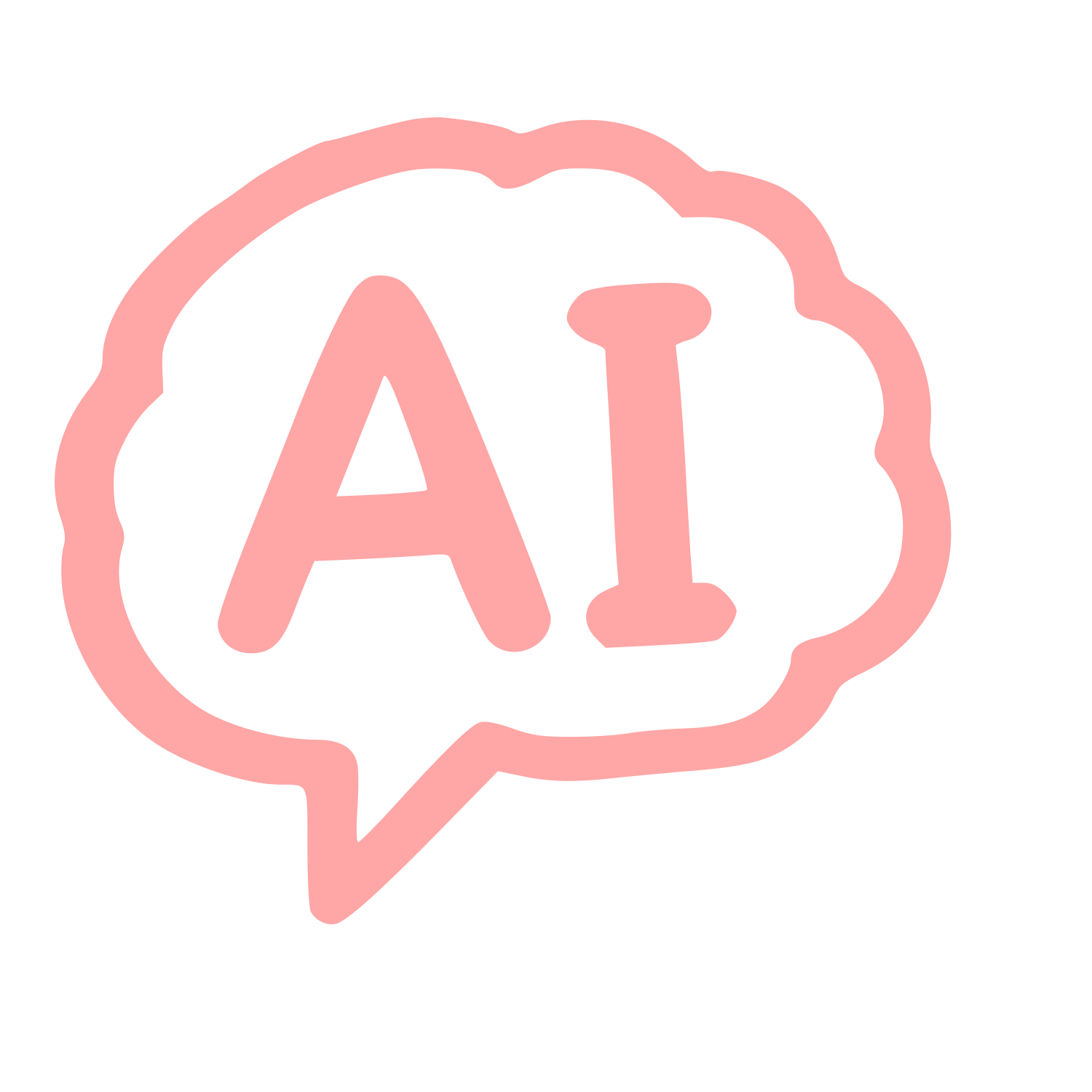 Hand-Drawn AI Brain Chat Logo #ffa6a6