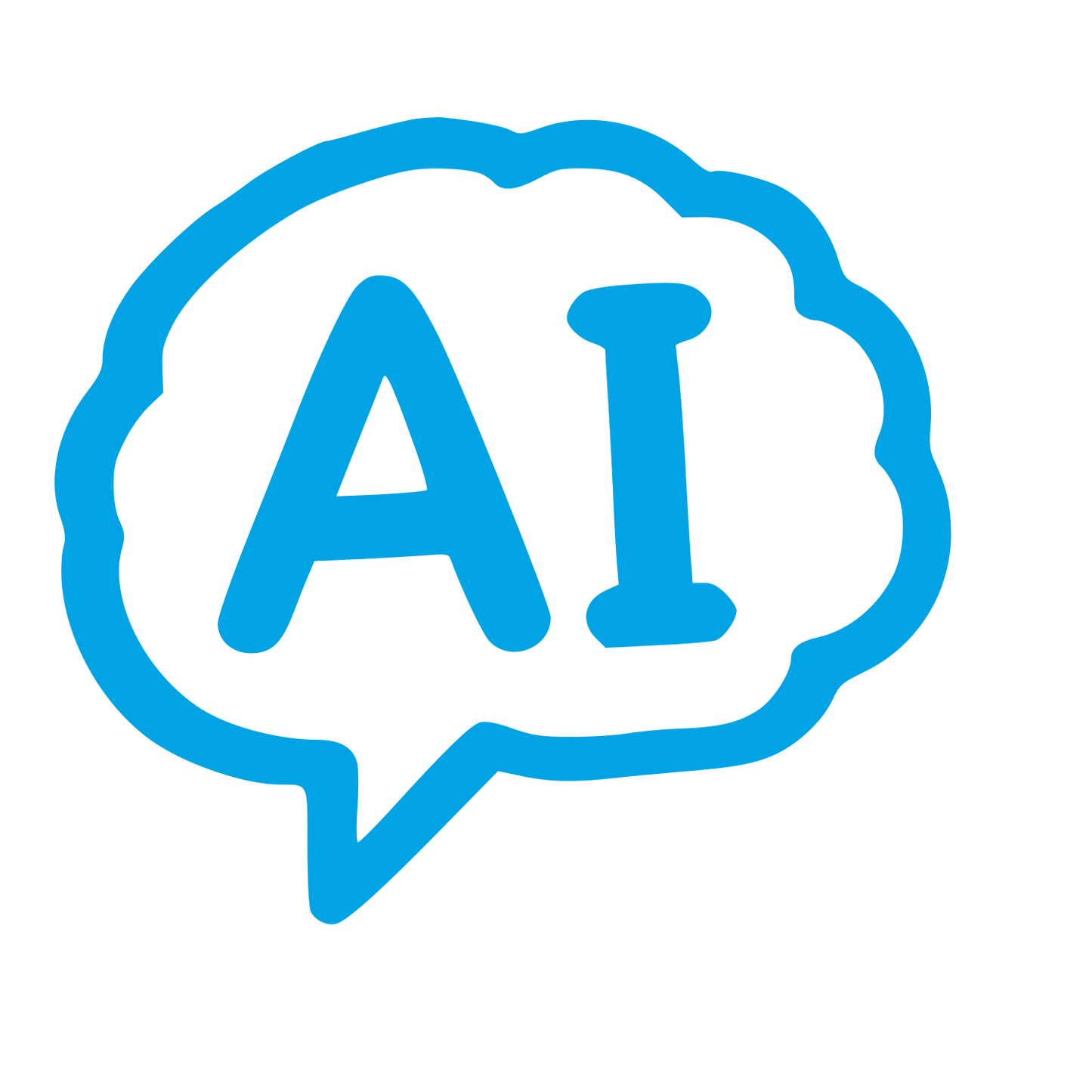 Hand-Drawn AI Brain Chat Logo #00a3e4