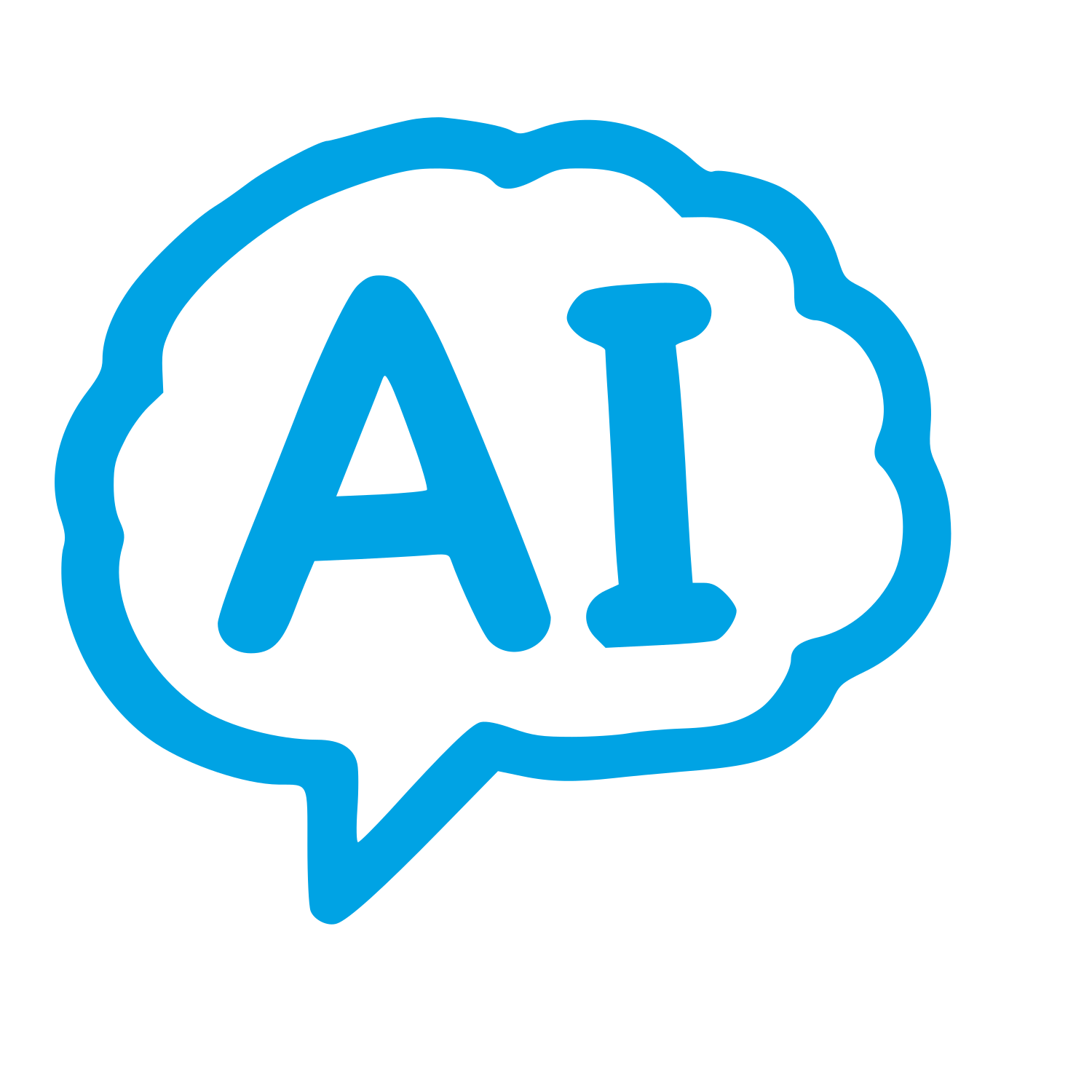 Hand-Drawn AI Brain Chat Logo #00a3e4