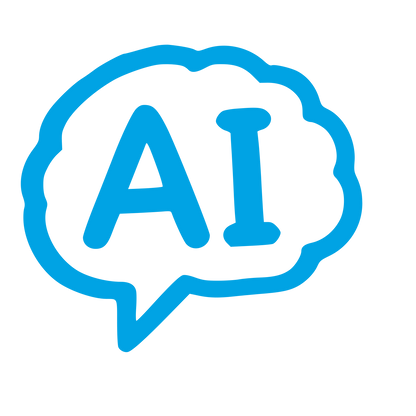 Hand-Drawn AI Brain Chat Logo #00a3e4