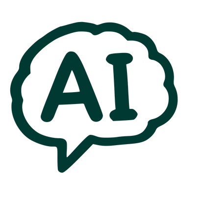 Hand-Drawn AI Brain Chat Logo #003932