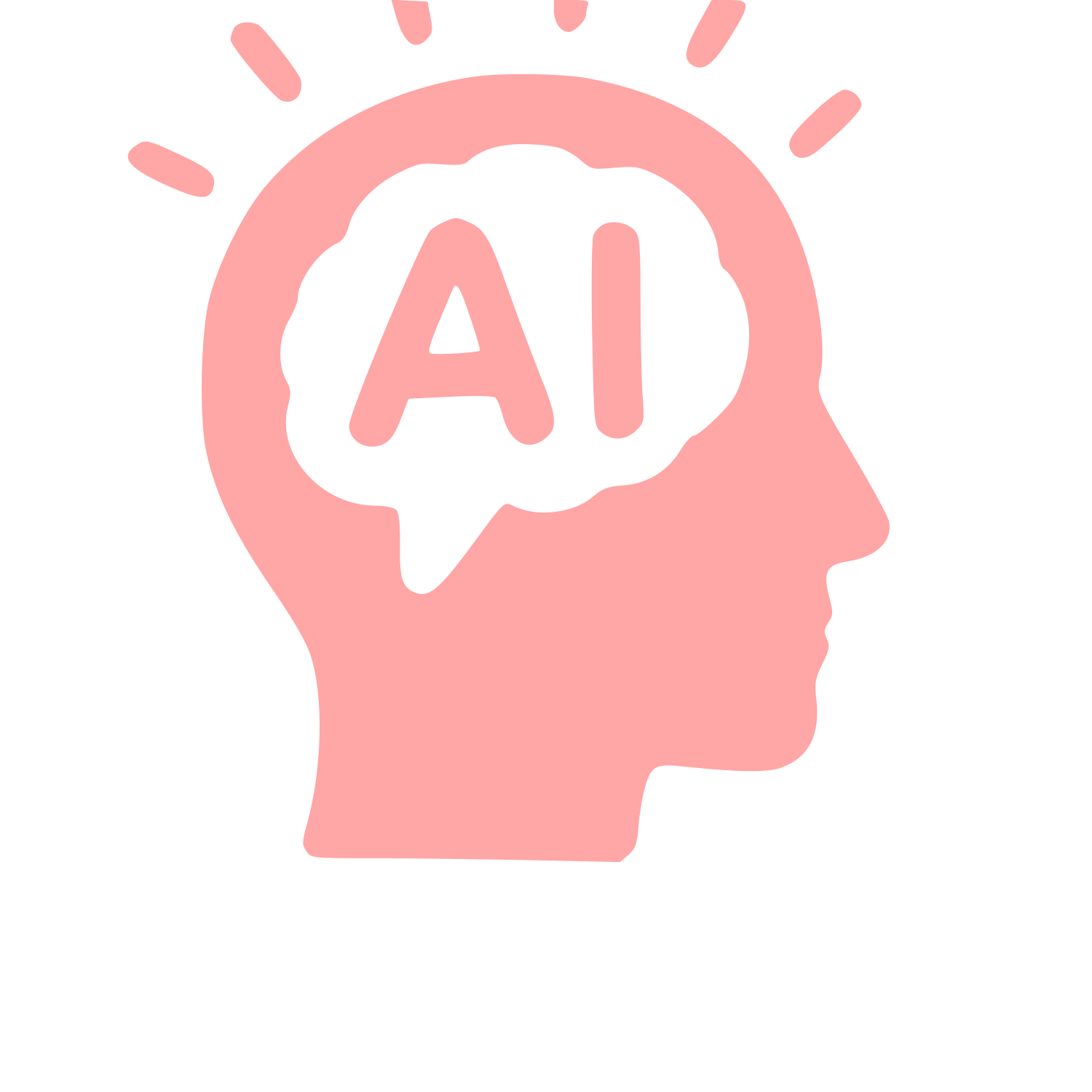AI Brain Head Logo #ffa6a6