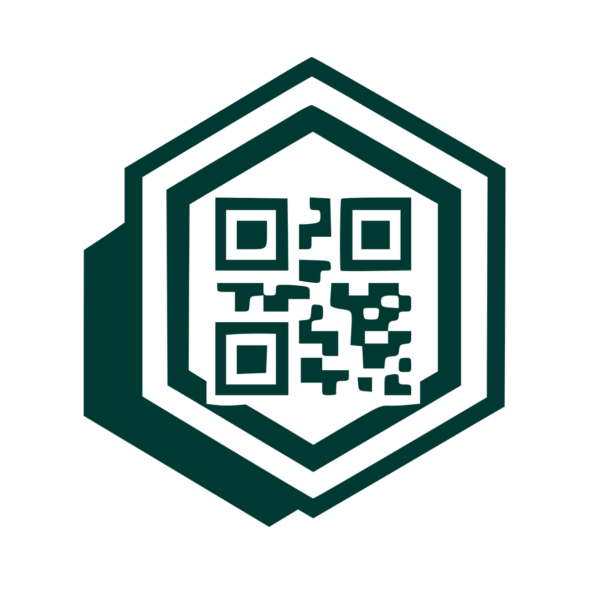 QR Code Hexagon Logo #003932