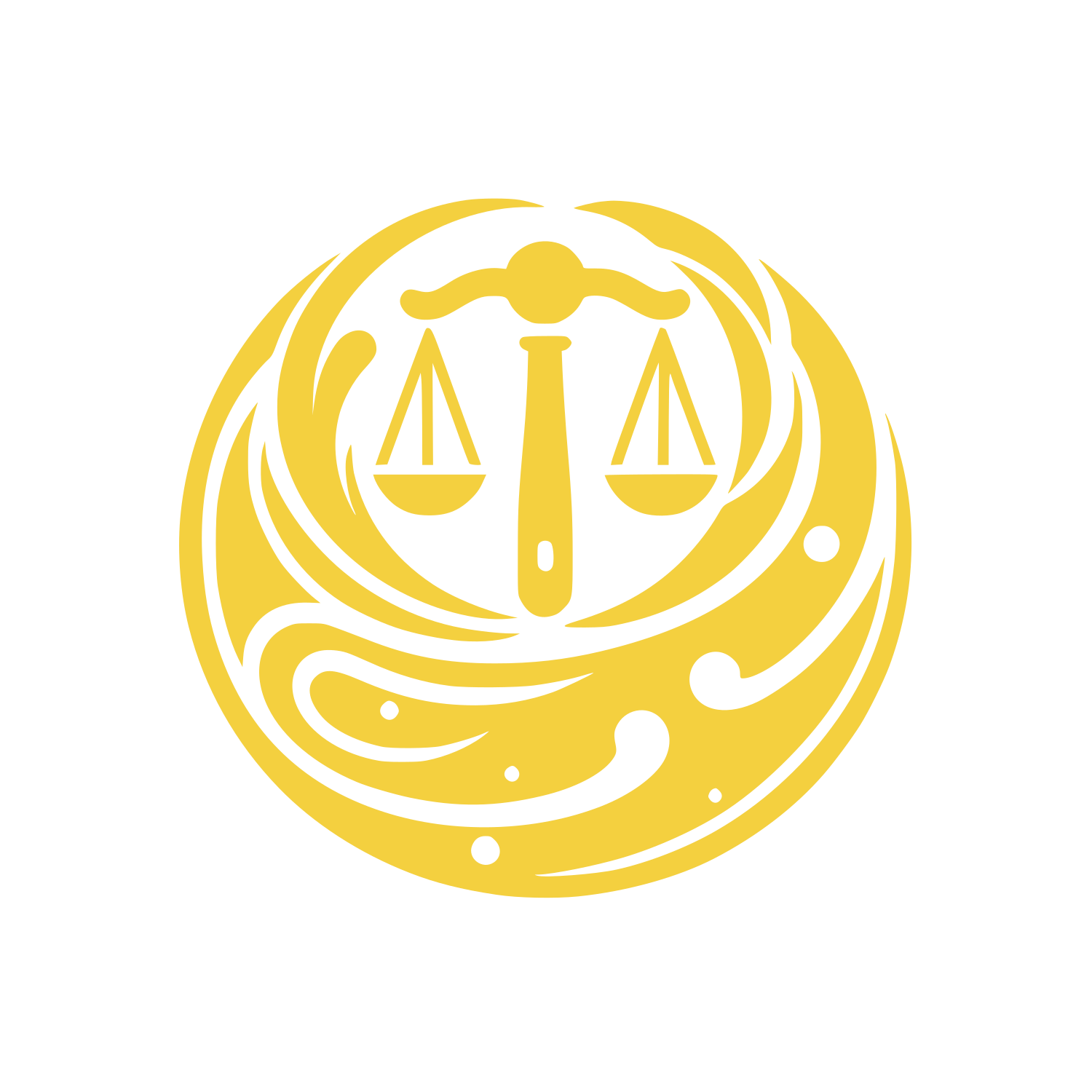 Justice and Harmony Circular Logo #F4D03F