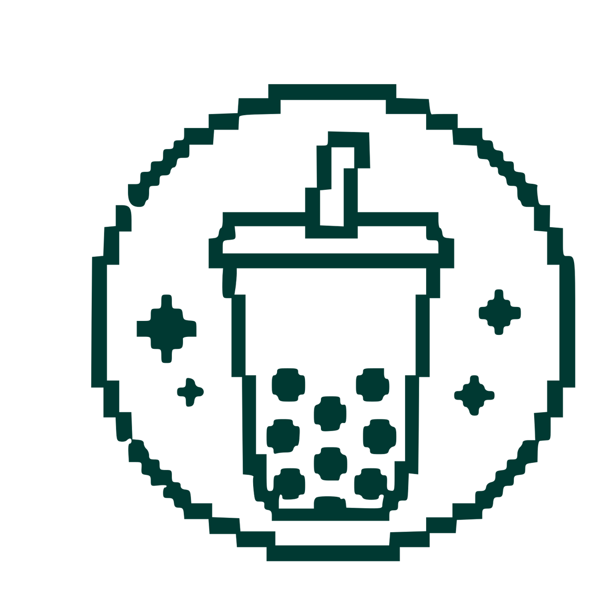 Pixel Bubble Tea Logo #003932