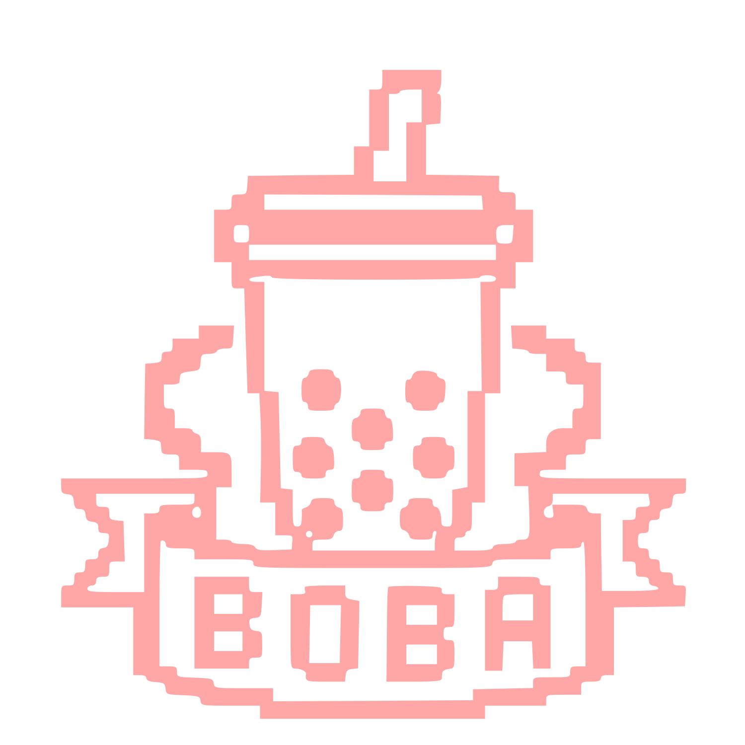 Pixel Boba Tea Logo #ffa6a6