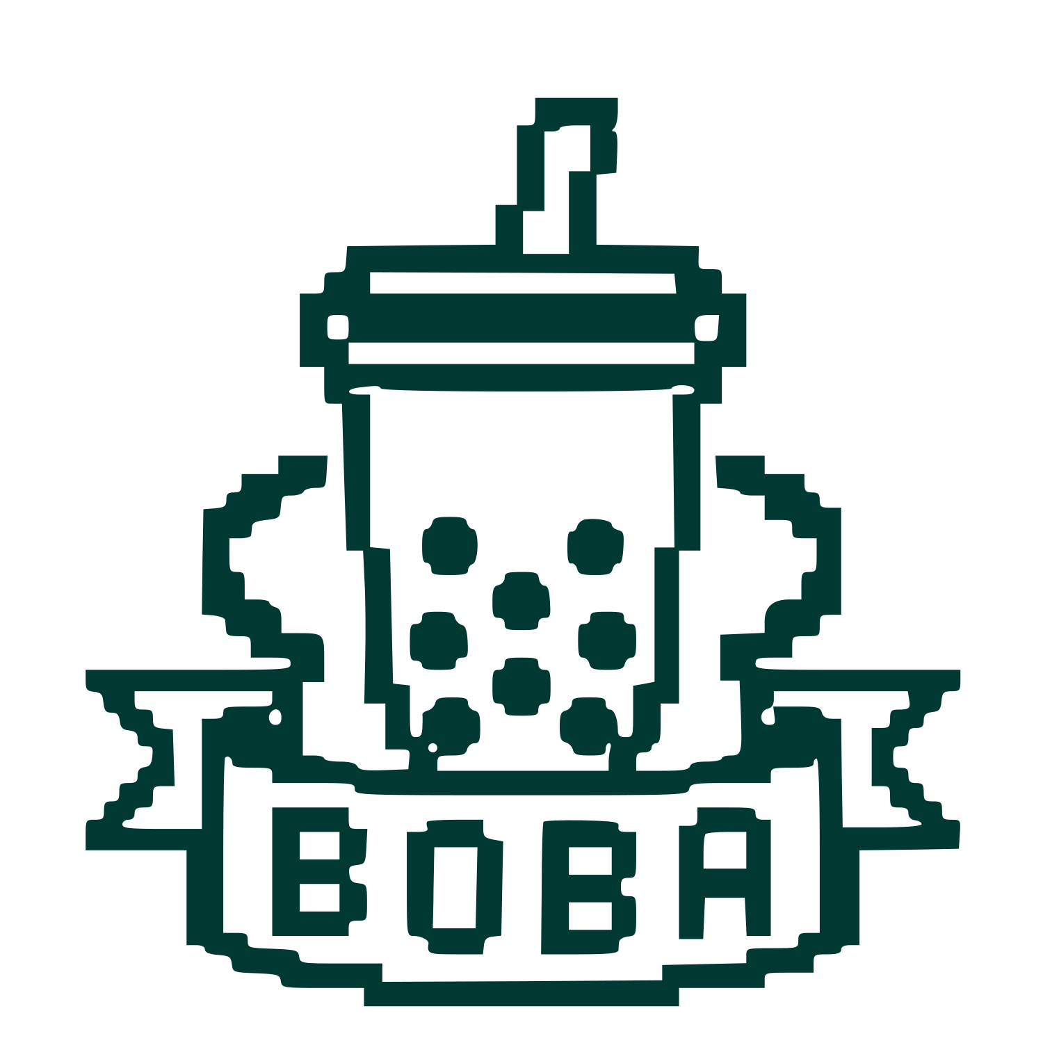 Pixel Boba Tea Logo #003932
