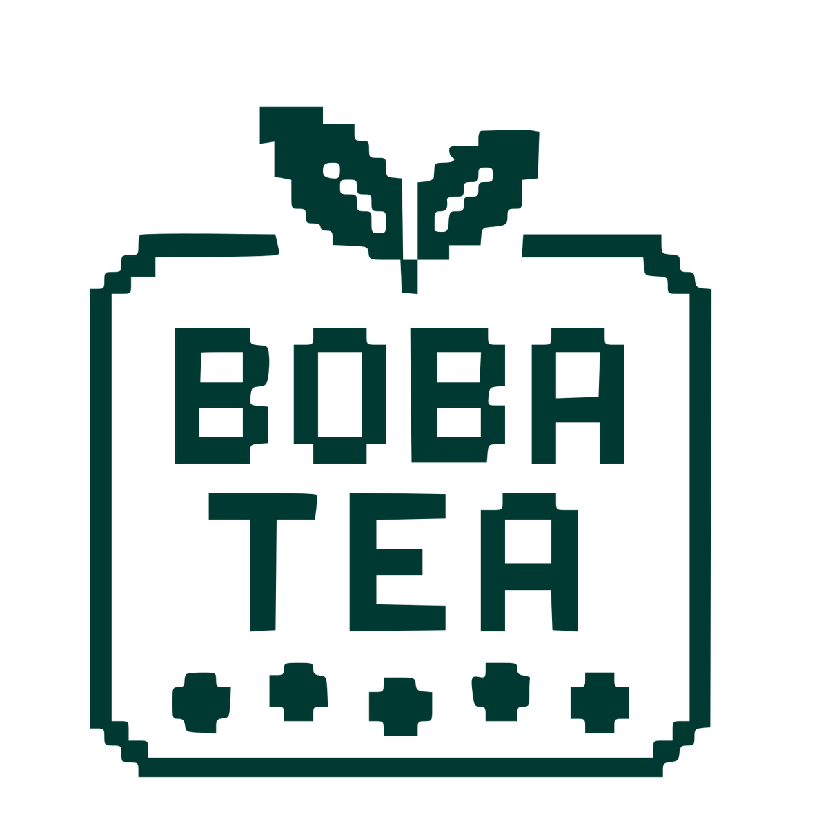 Pixel Boba Tea Logo #003932