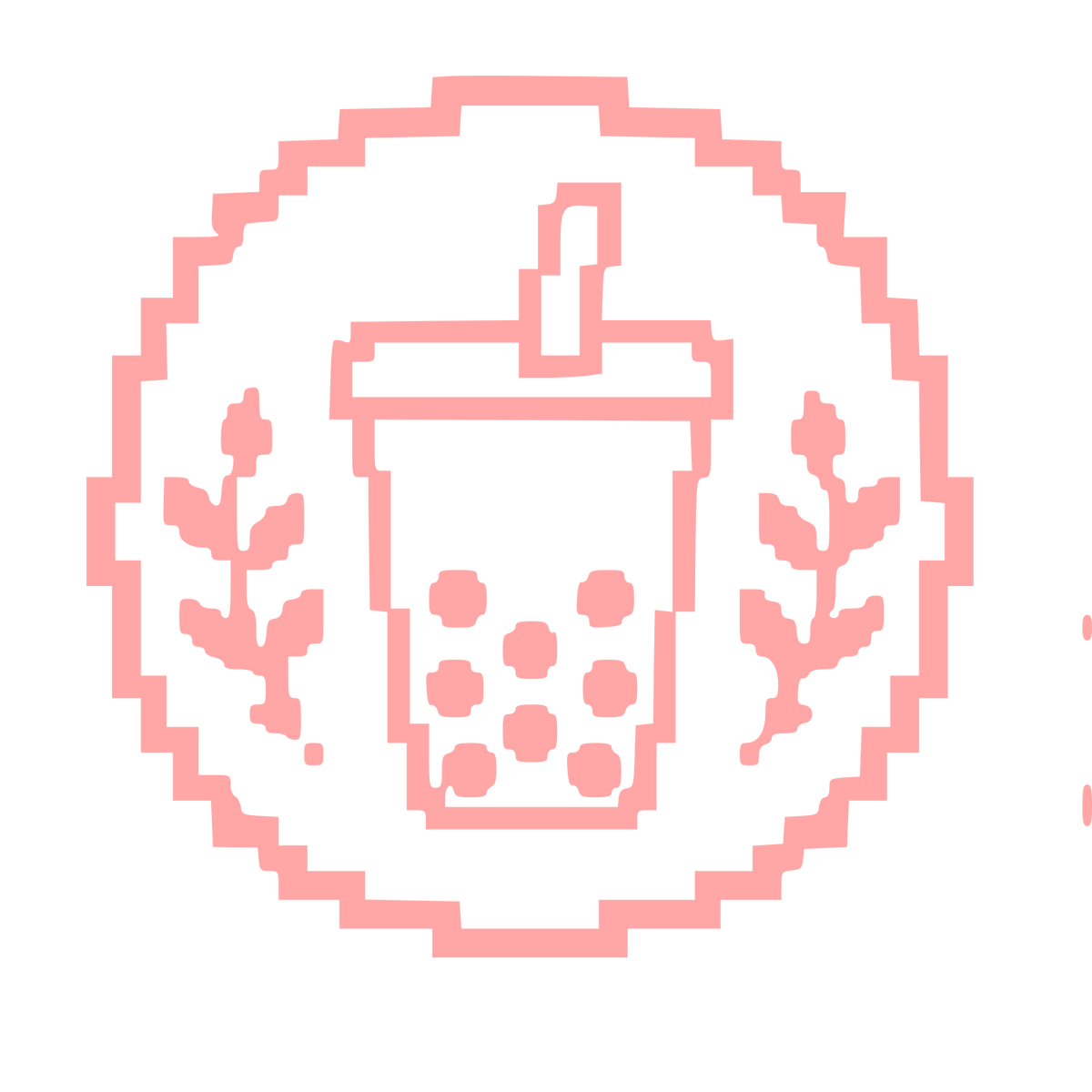 Pixel Bubble Tea Badge Logo #ffa6a6