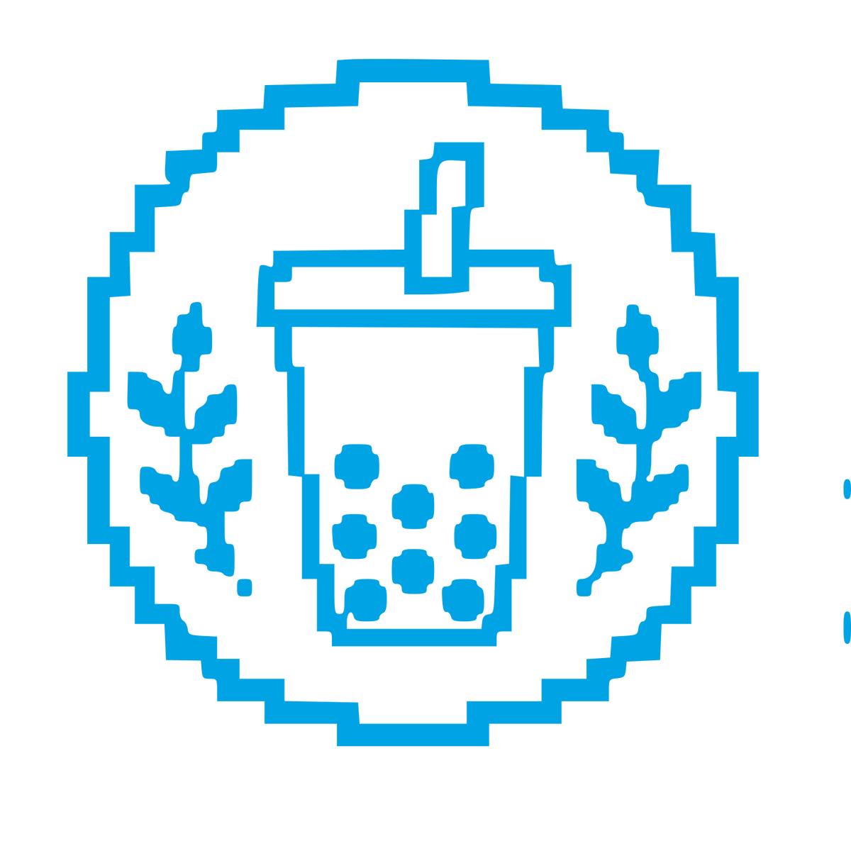 Pixel Bubble Tea Badge Logo #00a3e4
