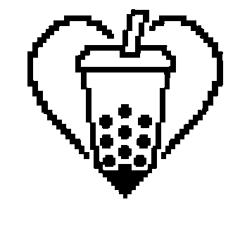 Pixel Bubble Tea Heart Logo