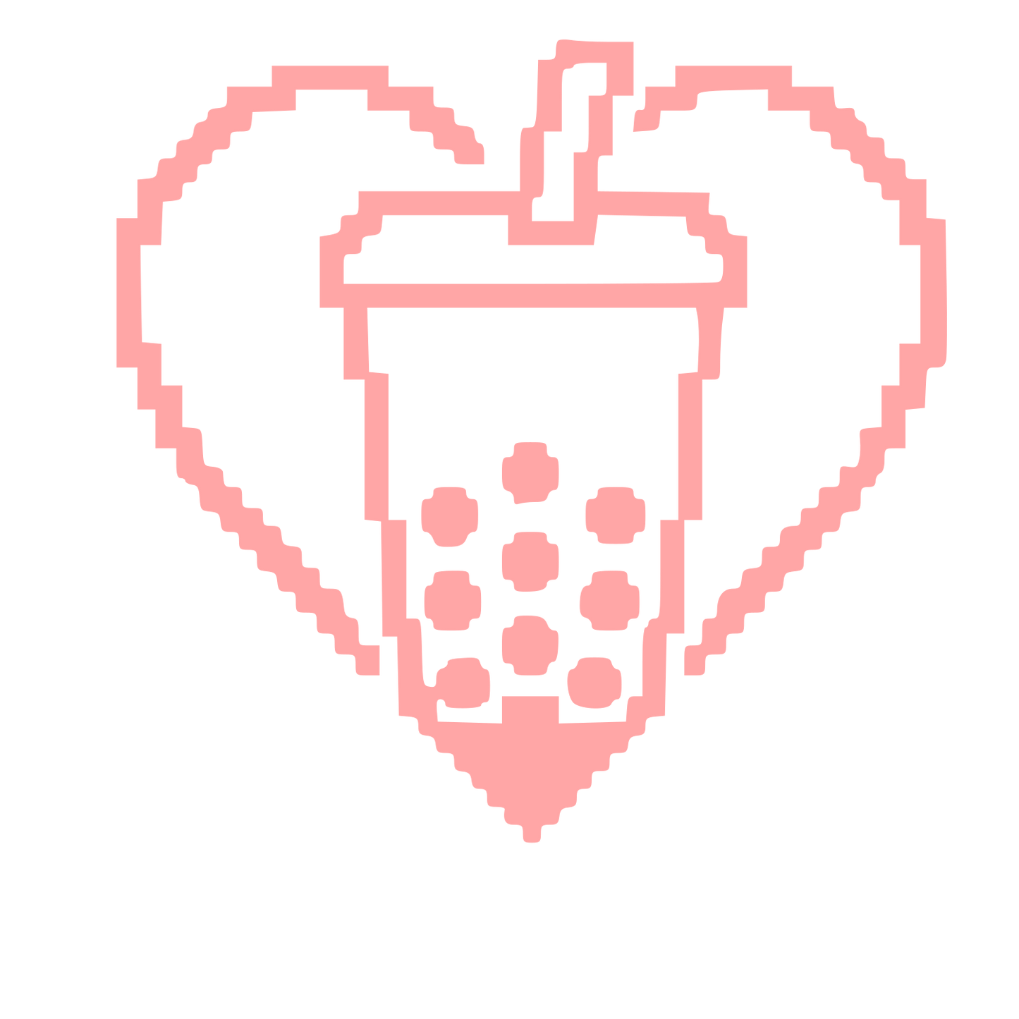 Pixel Bubble Tea Heart Logo #ffa6a6