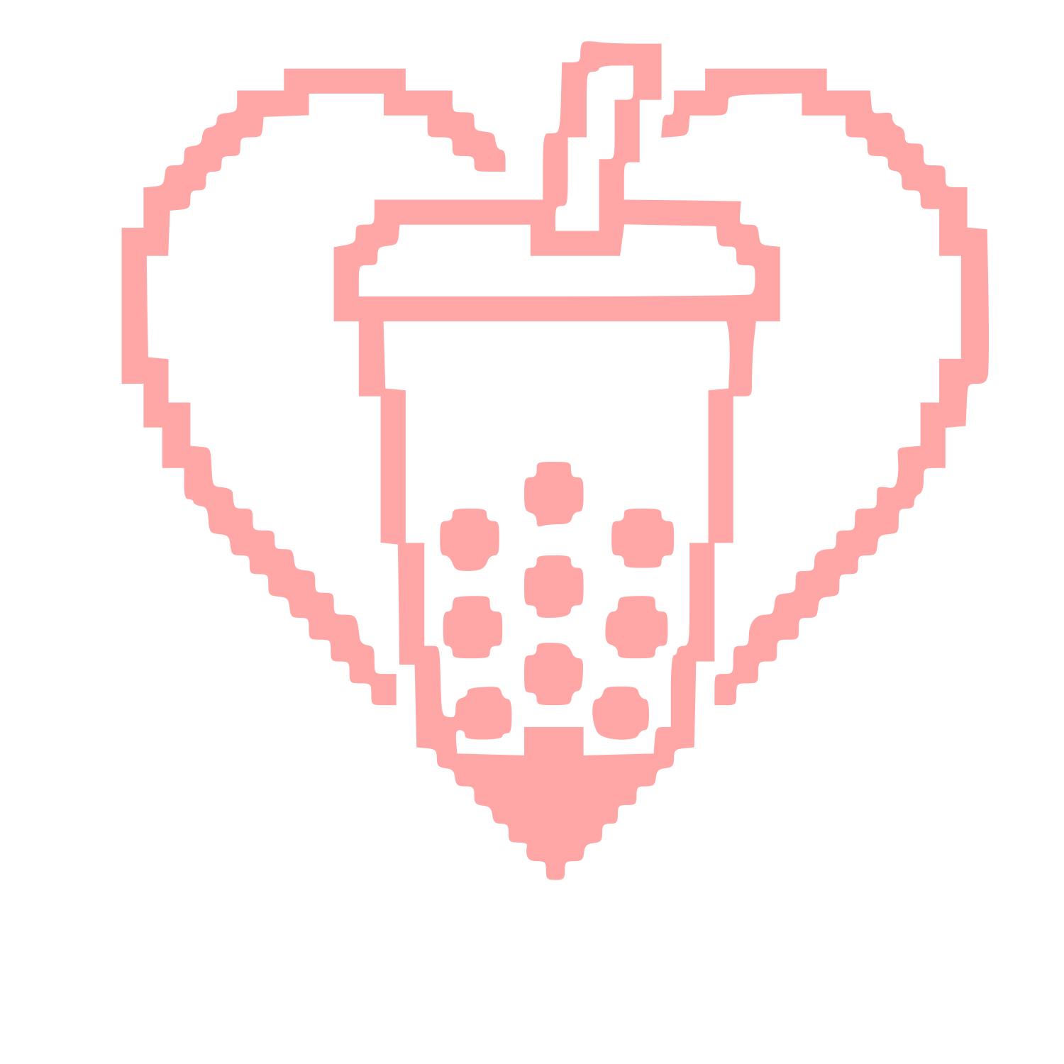 Pixel Bubble Tea Heart Logo #ffa6a6