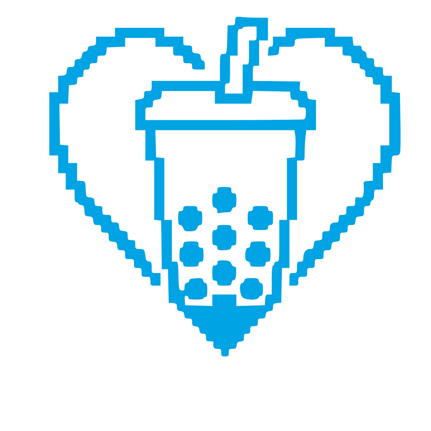 Pixel Bubble Tea Heart Logo #00a3e4