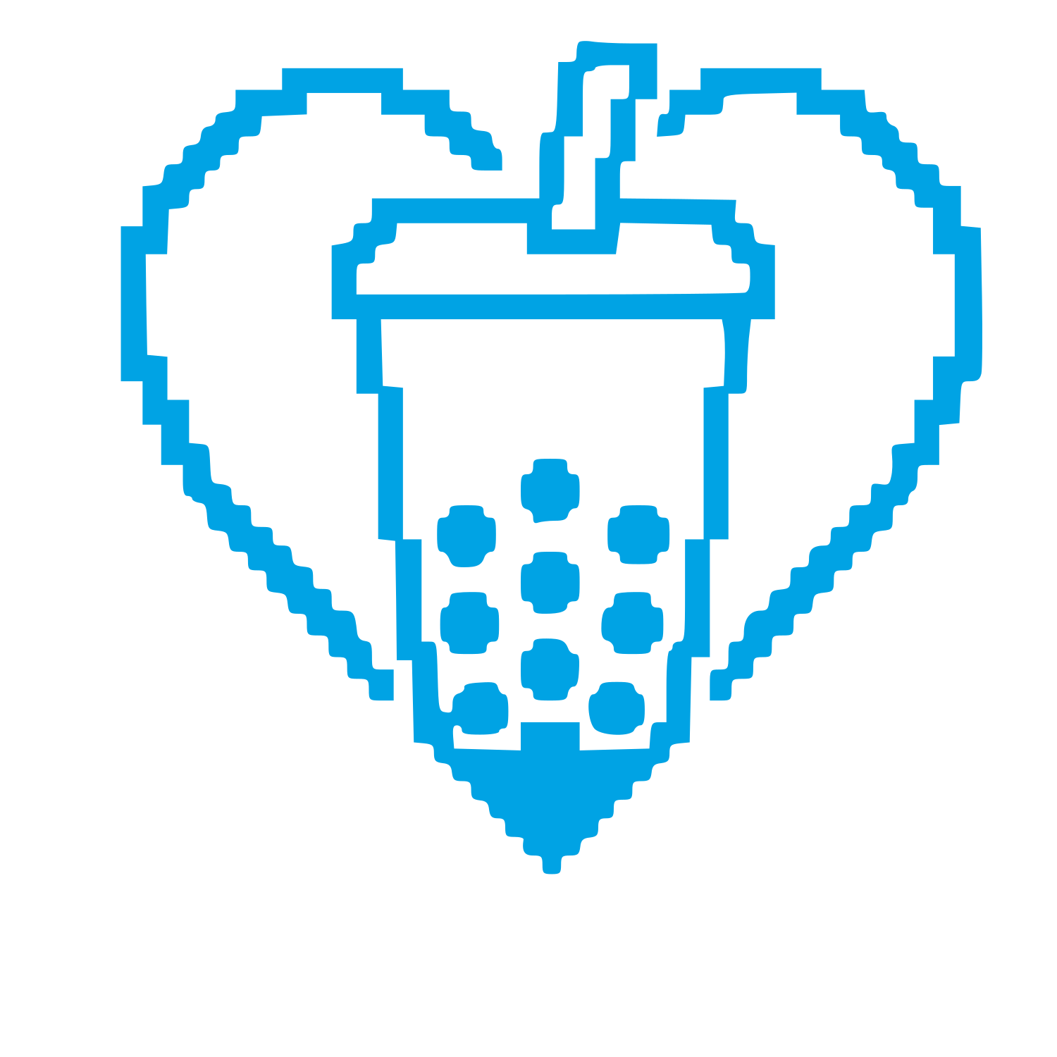 Pixel Bubble Tea Heart Logo #00a3e4