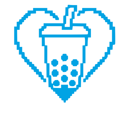 Pixel Bubble Tea Heart Logo #00a3e4