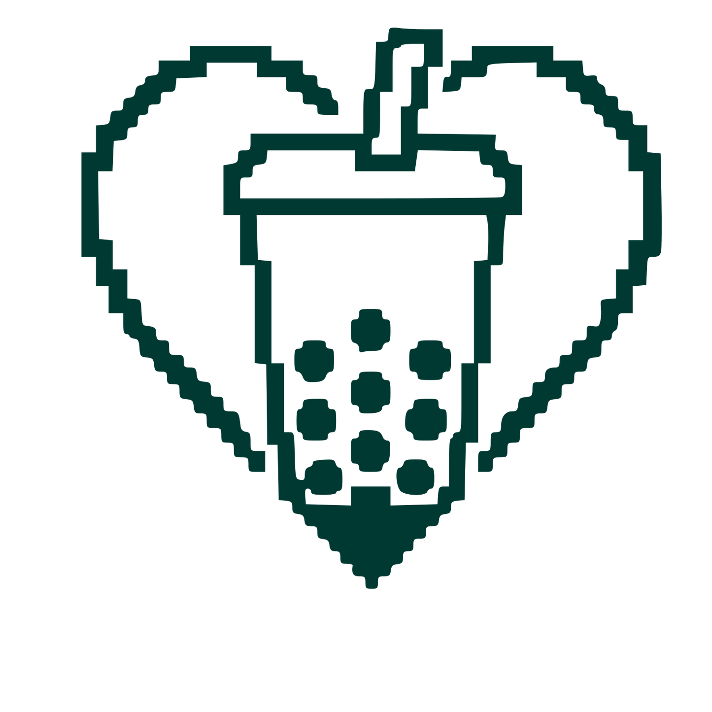 Pixel Bubble Tea Heart Logo #003932