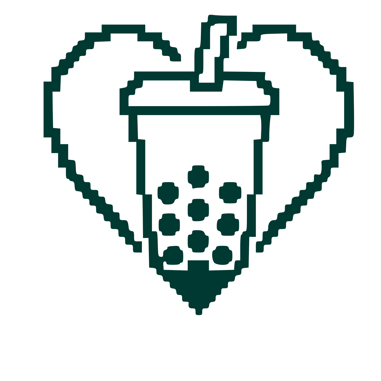 Pixel Bubble Tea Heart Logo #003932