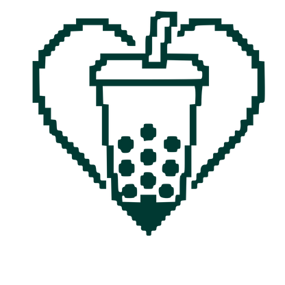 Pixel Bubble Tea Heart Logo #003932