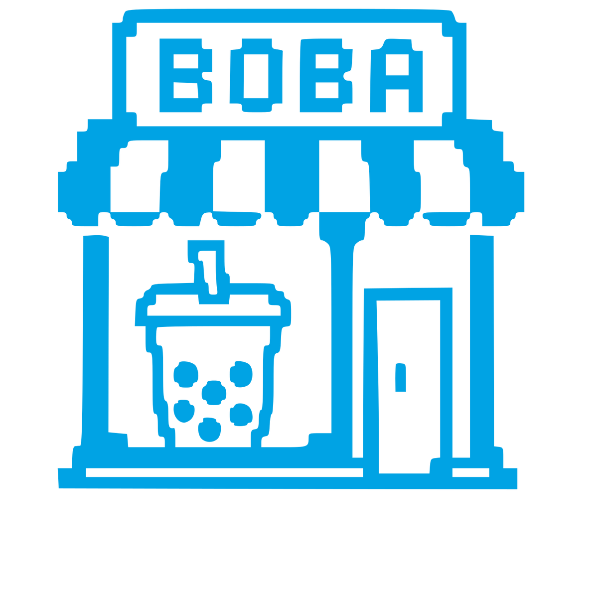 Pixel Boba Tea Shop Logo #00a3e4