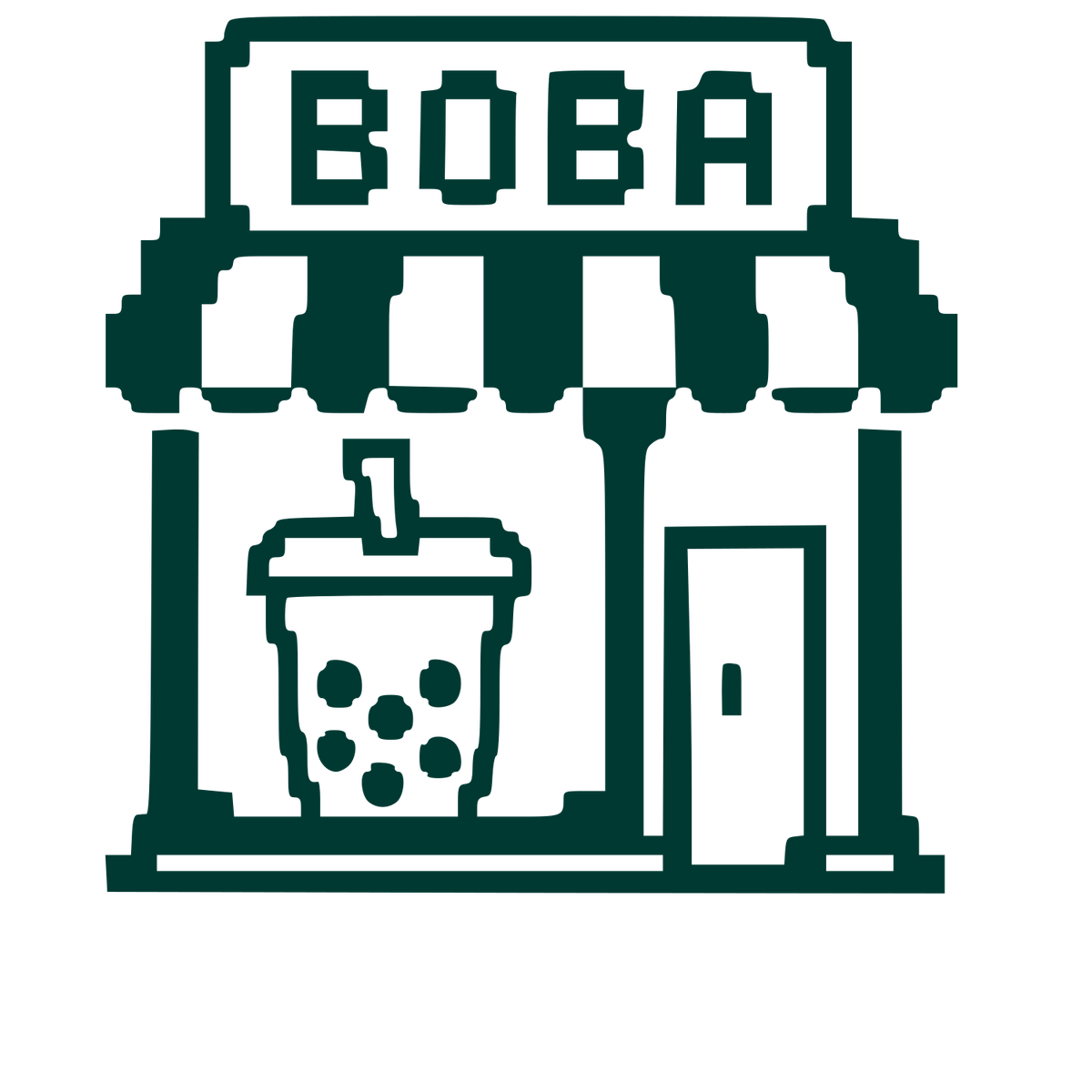 Pixel Boba Tea Shop Logo #003932