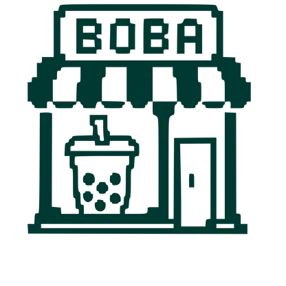 Pixel Boba Tea Shop Logo #003932