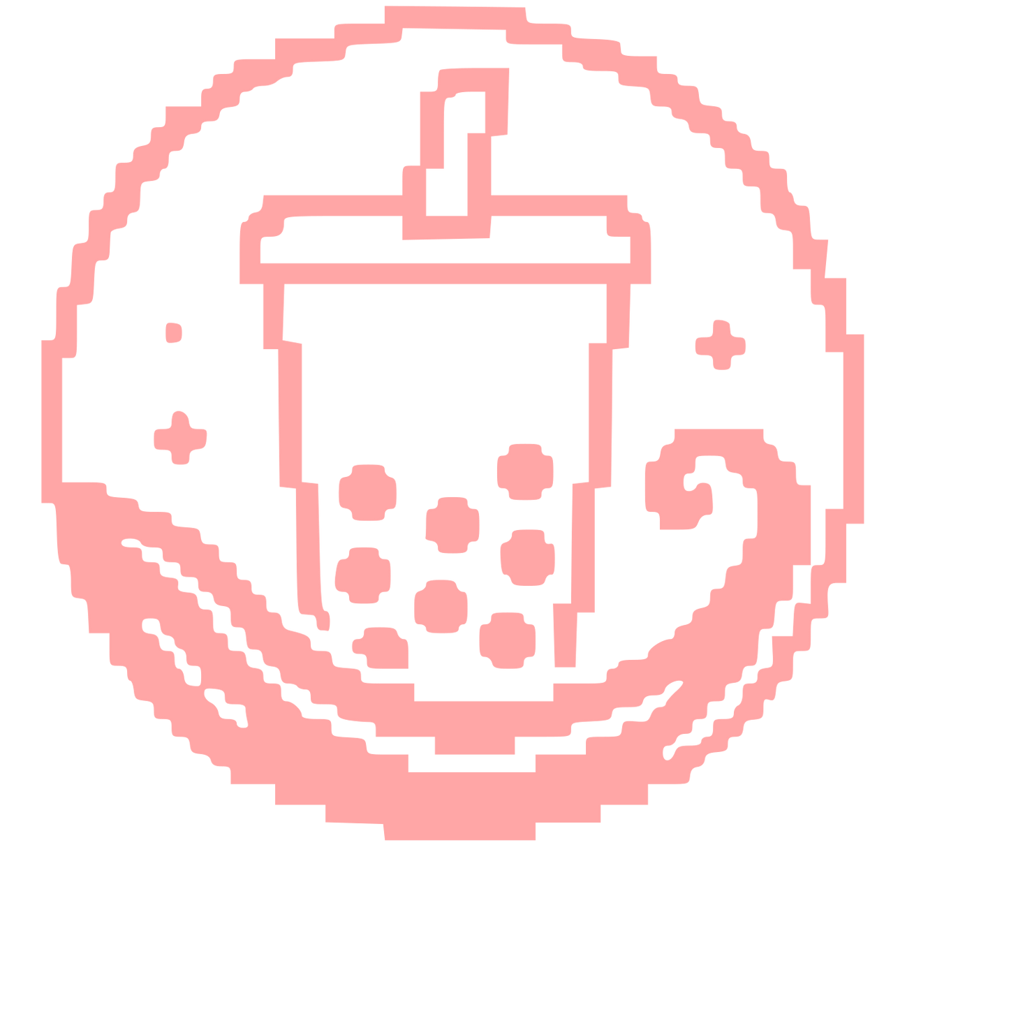 Pixel Bubble Tea Circle Logo #ffa6a6