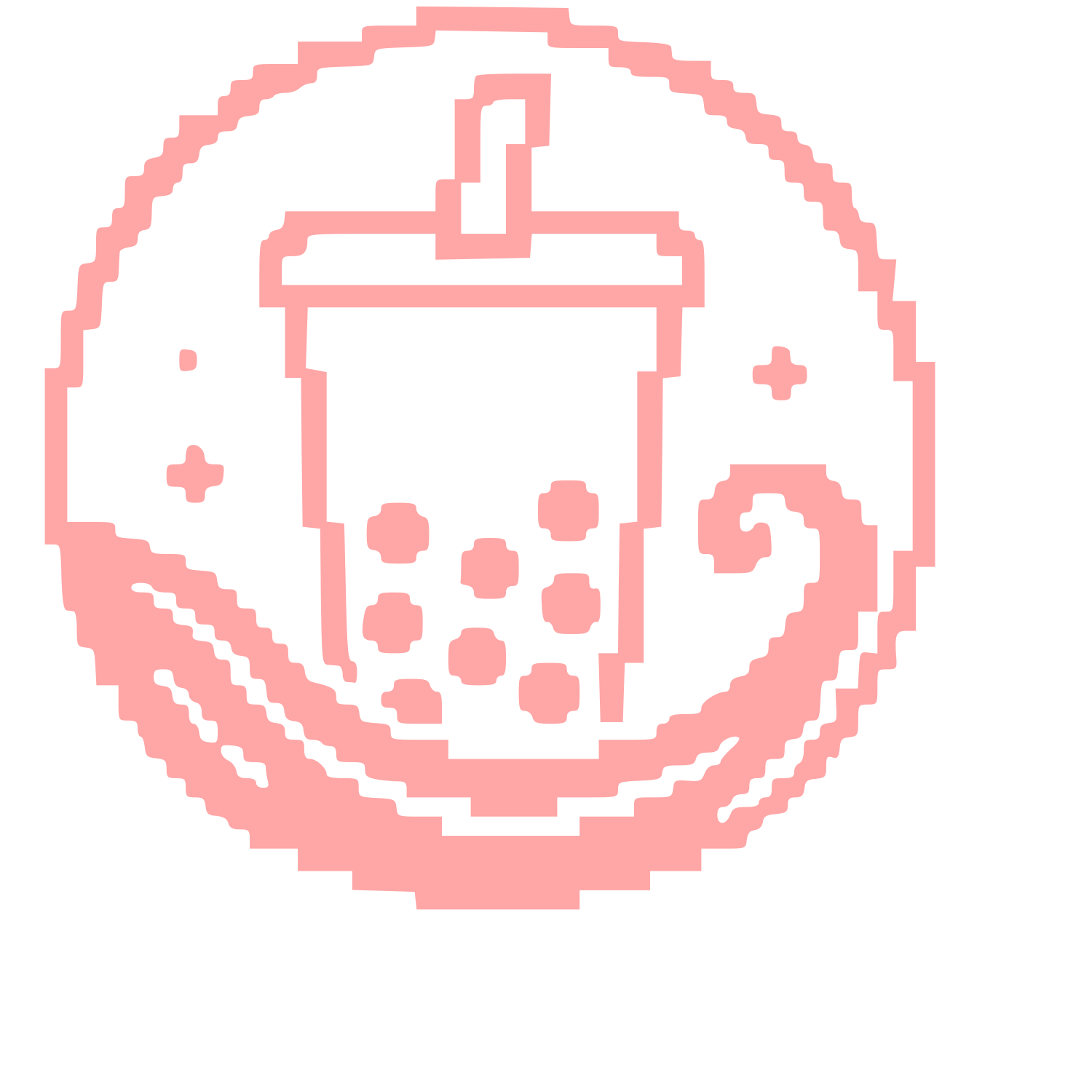 Pixel Bubble Tea Circle Logo #ffa6a6