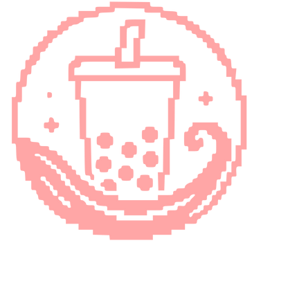 Pixel Bubble Tea Circle Logo #ffa6a6