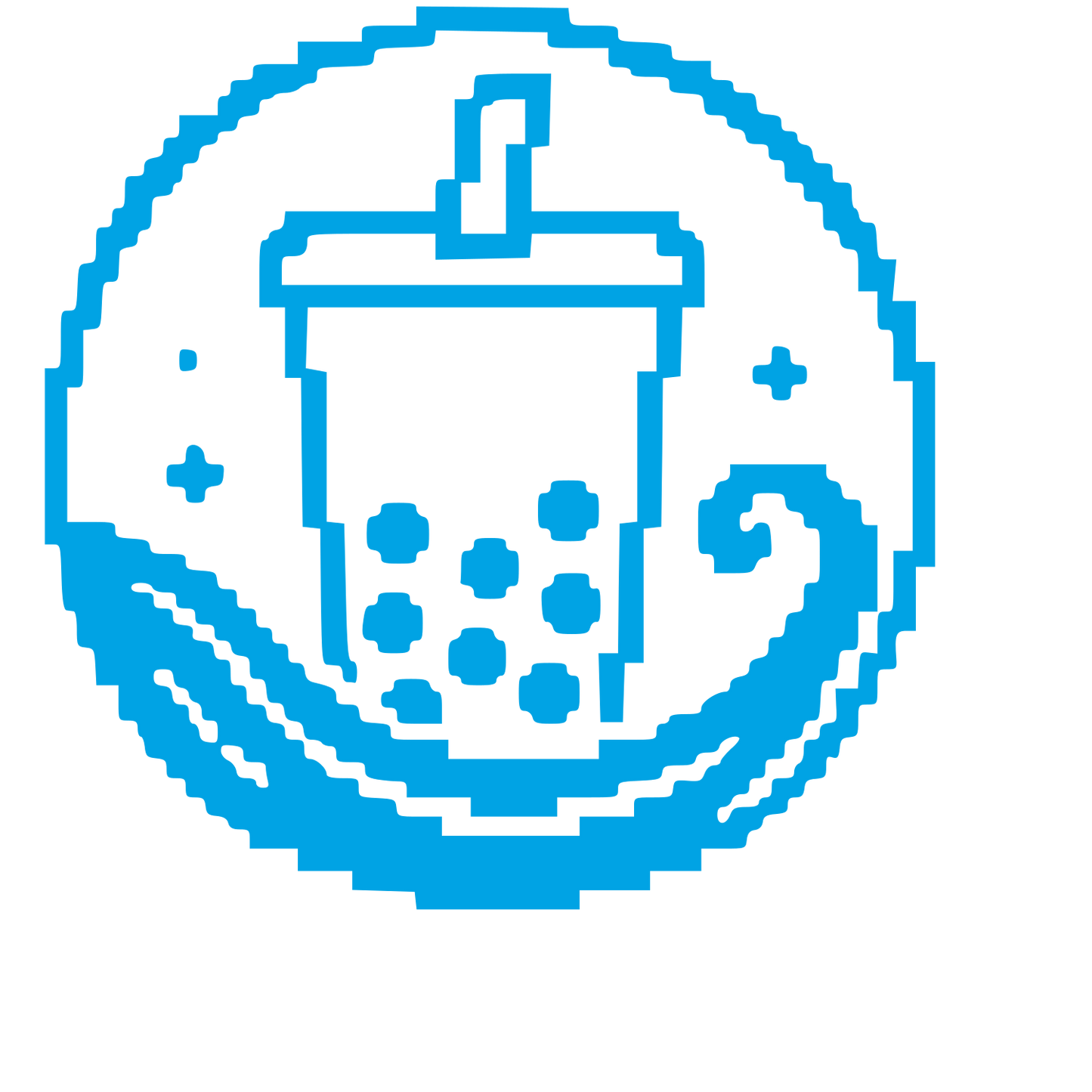 Pixel Bubble Tea Circle Logo #00a3e4