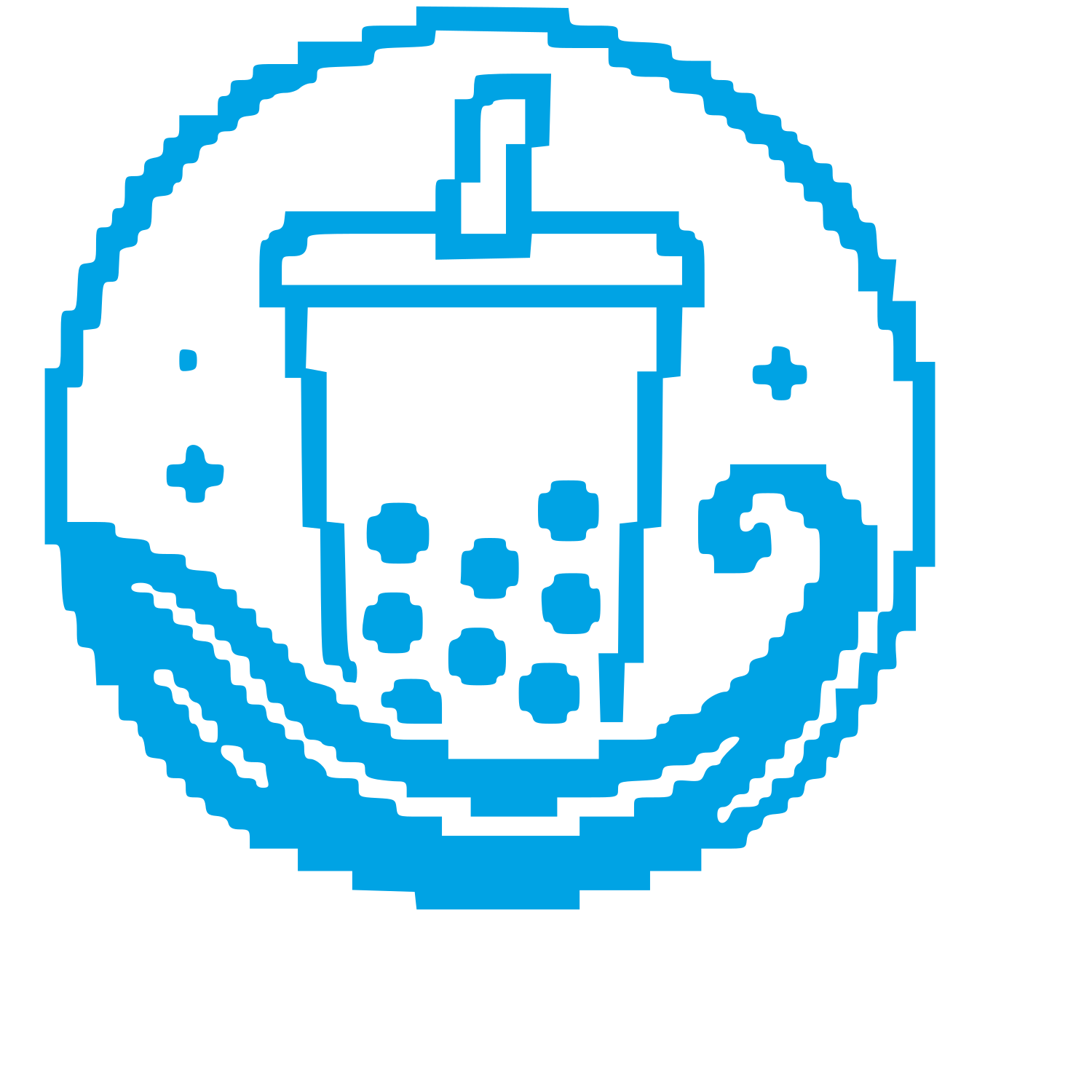 Pixel Bubble Tea Circle Logo #00a3e4