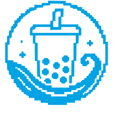 Pixel Bubble Tea Circle Logo #00a3e4