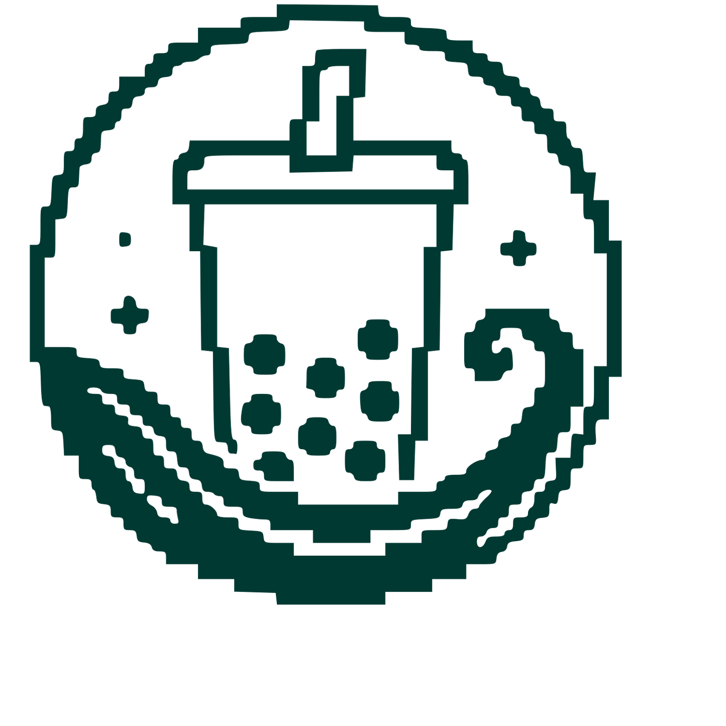 Pixel Bubble Tea Circle Logo #003932