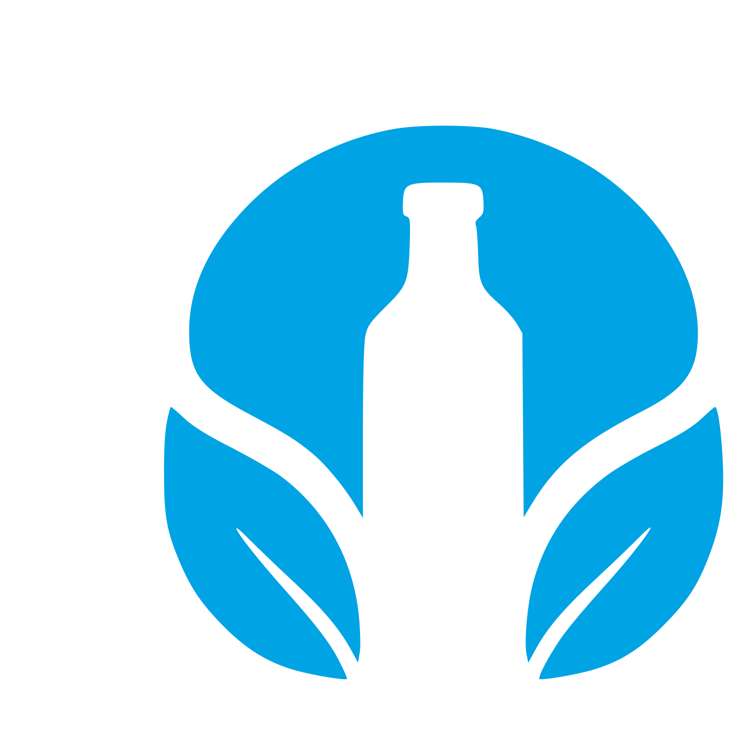 Kombucha Bottle Leaf Logo #00a3e4