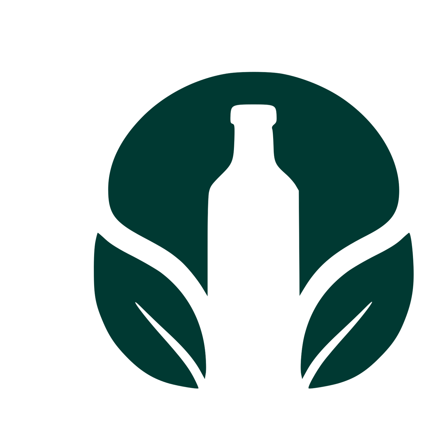 Kombucha Bottle Leaf Logo #003932