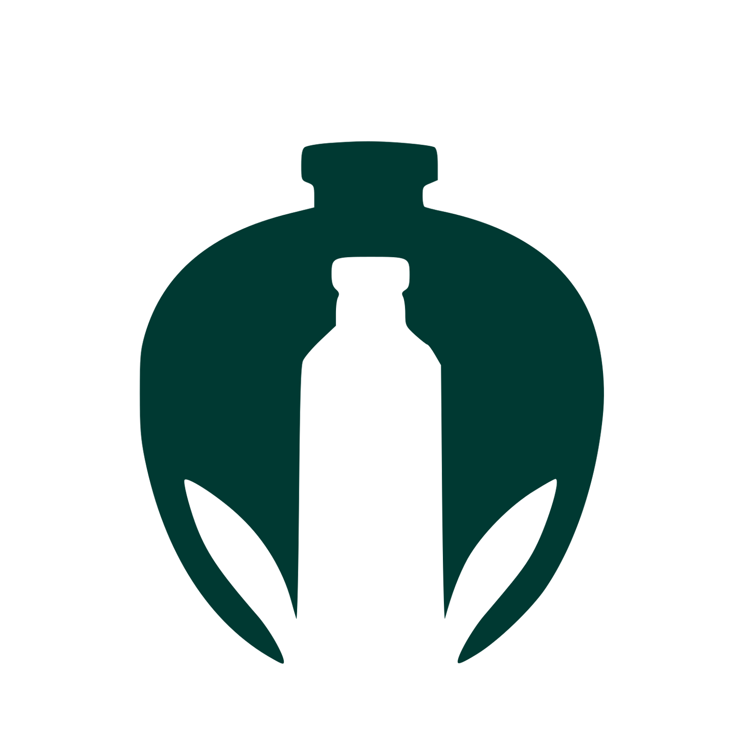Kombucha Bottle Negative Space Logo #003932