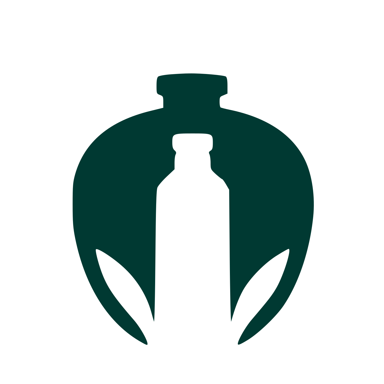 Kombucha Bottle Negative Space Logo #003932