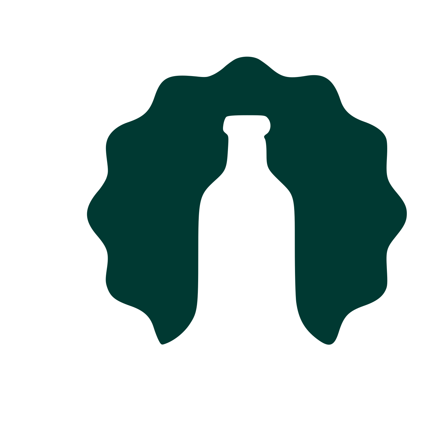 Kombucha Bottle Negative Space Logo #003932