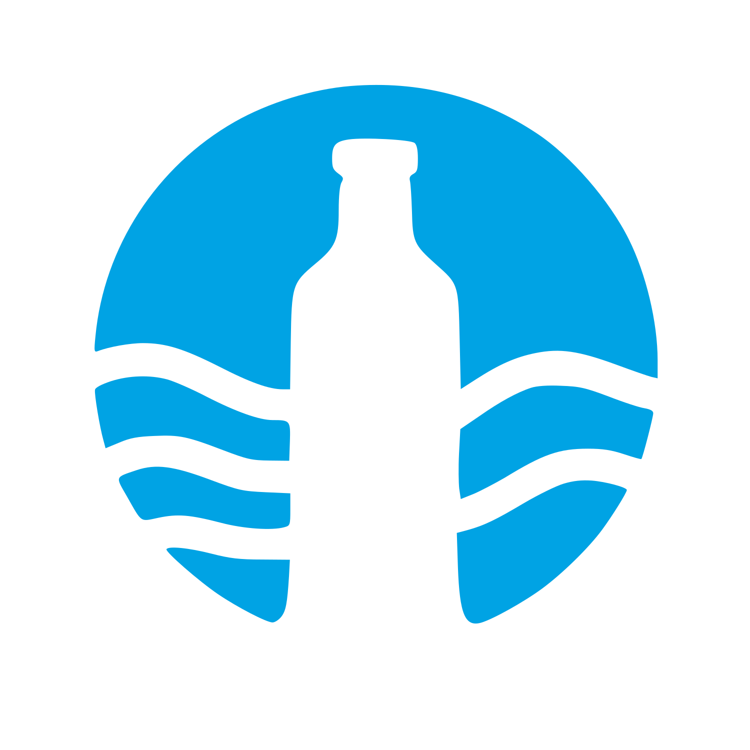 Bottle Waves Circle Logo #00a3e4