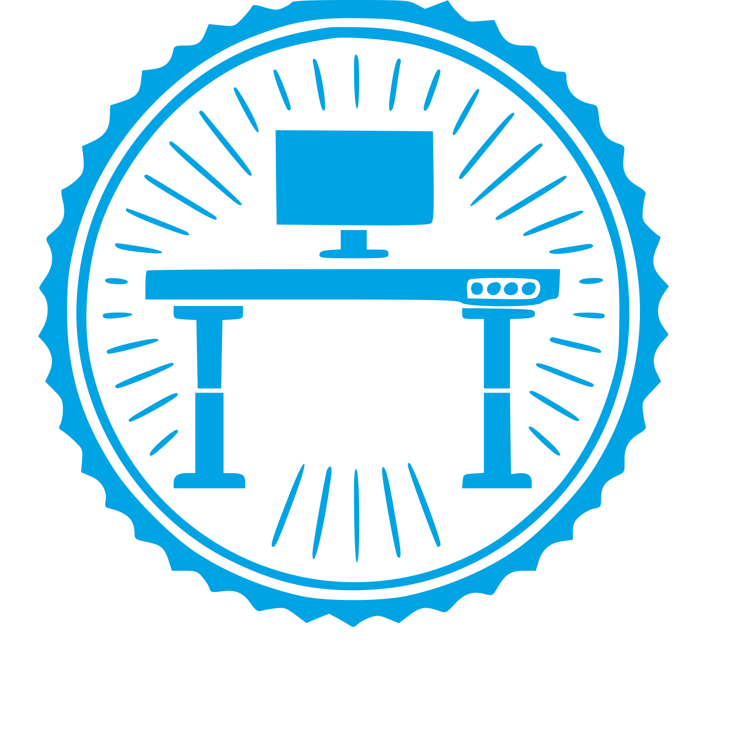 Standing Desk Badge Logo #00a3e4