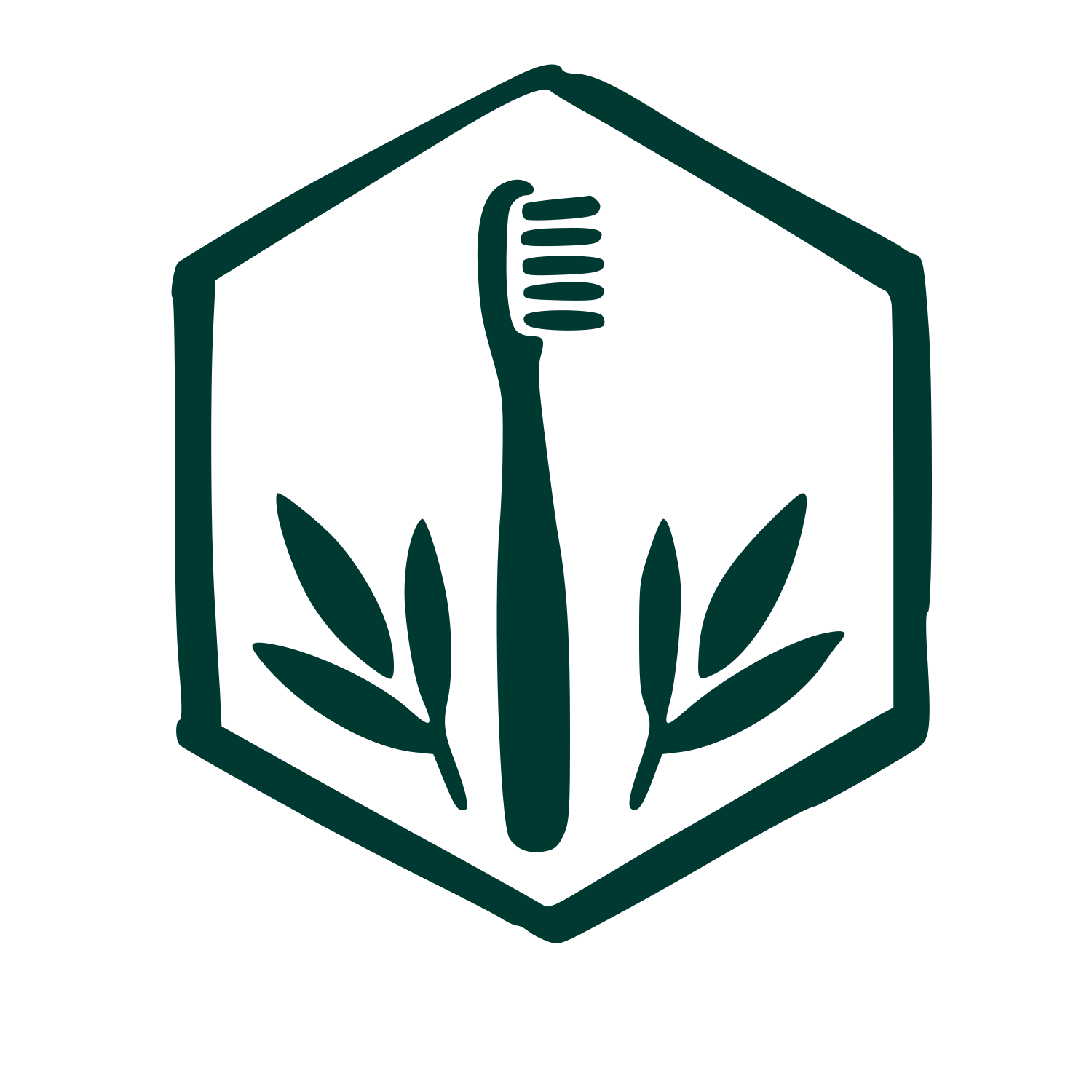 Bamboo Toothbrush Hexagon Logo #003932