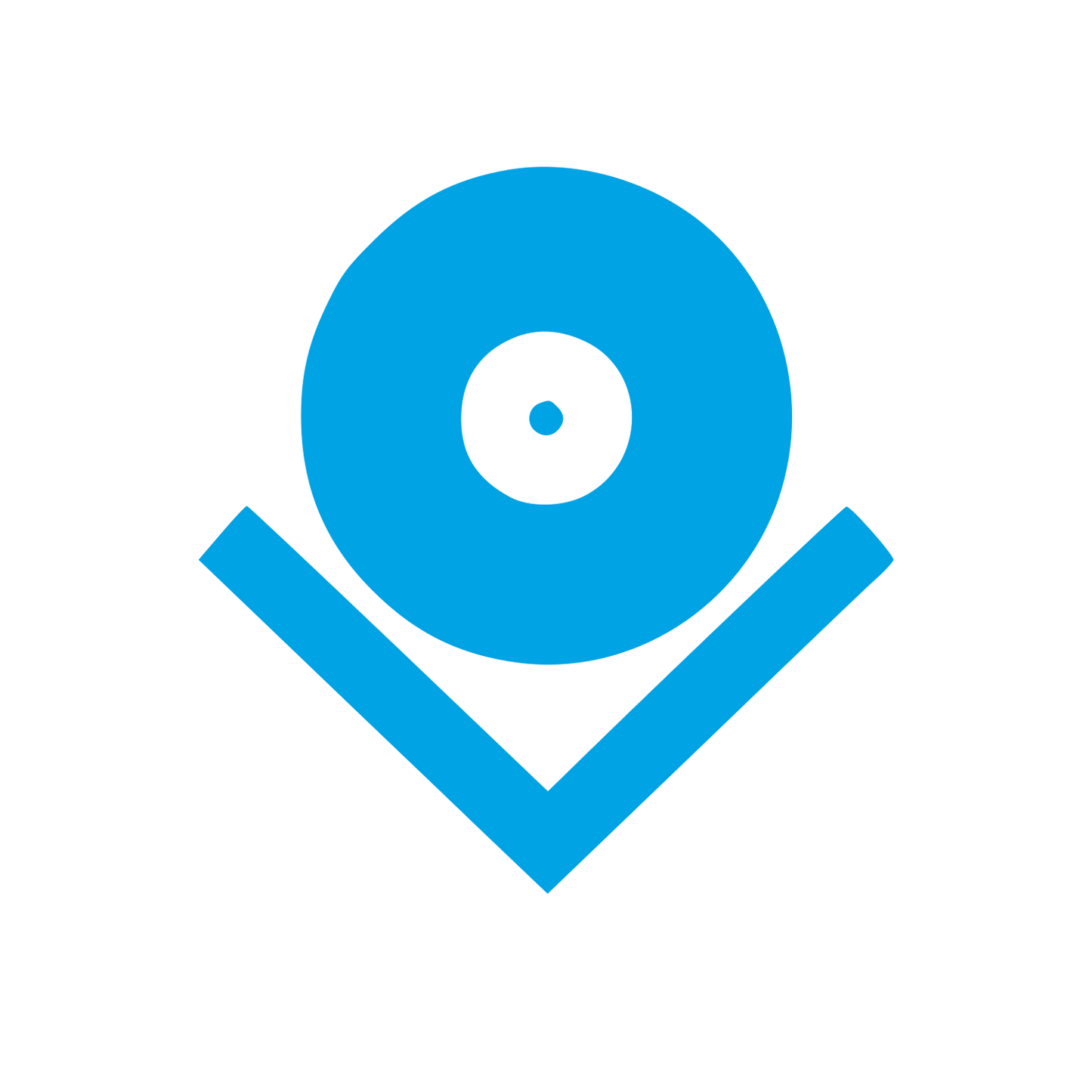 Vinyl Record Checkmark Logo #00a3e4