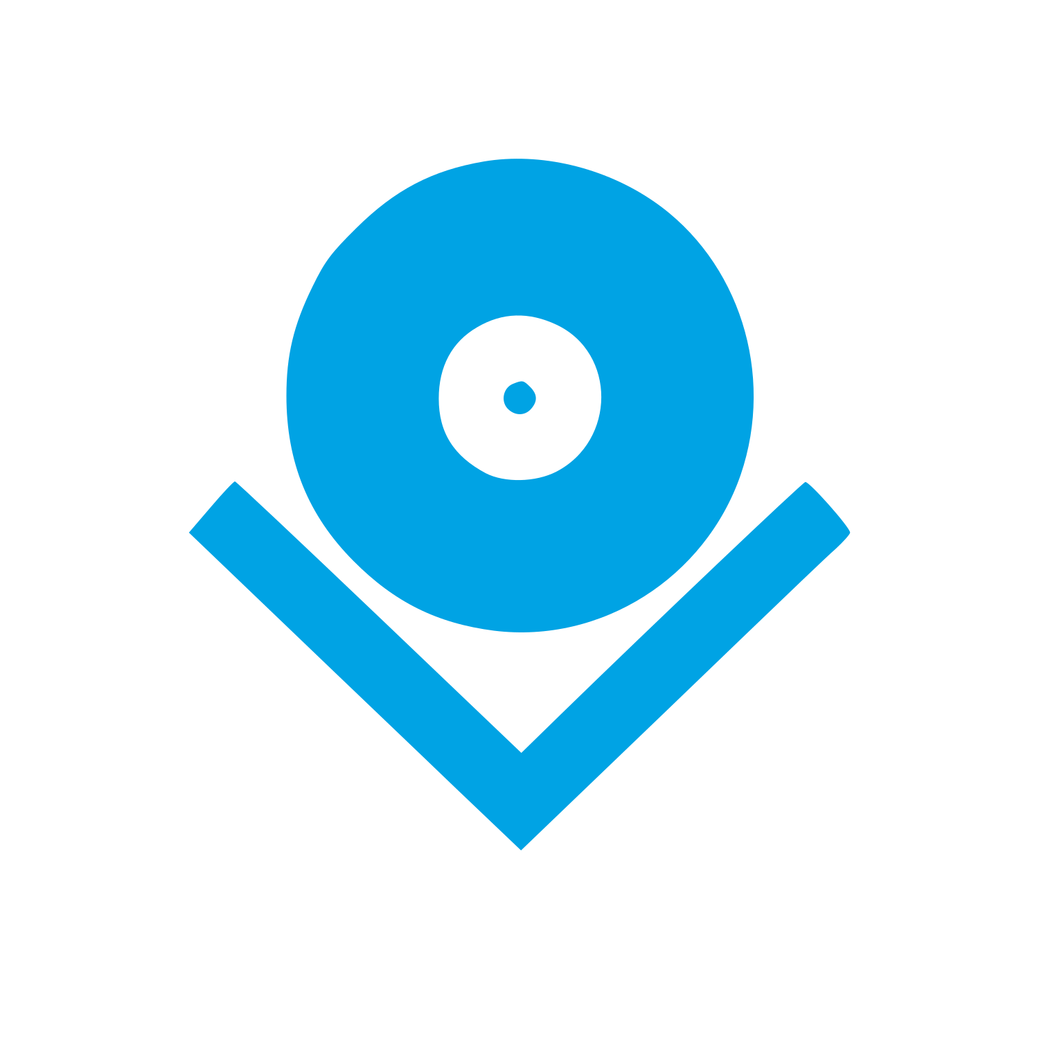 Vinyl Record Checkmark Logo #00a3e4