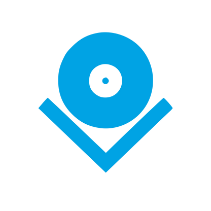 Vinyl Record Checkmark Logo #00a3e4
