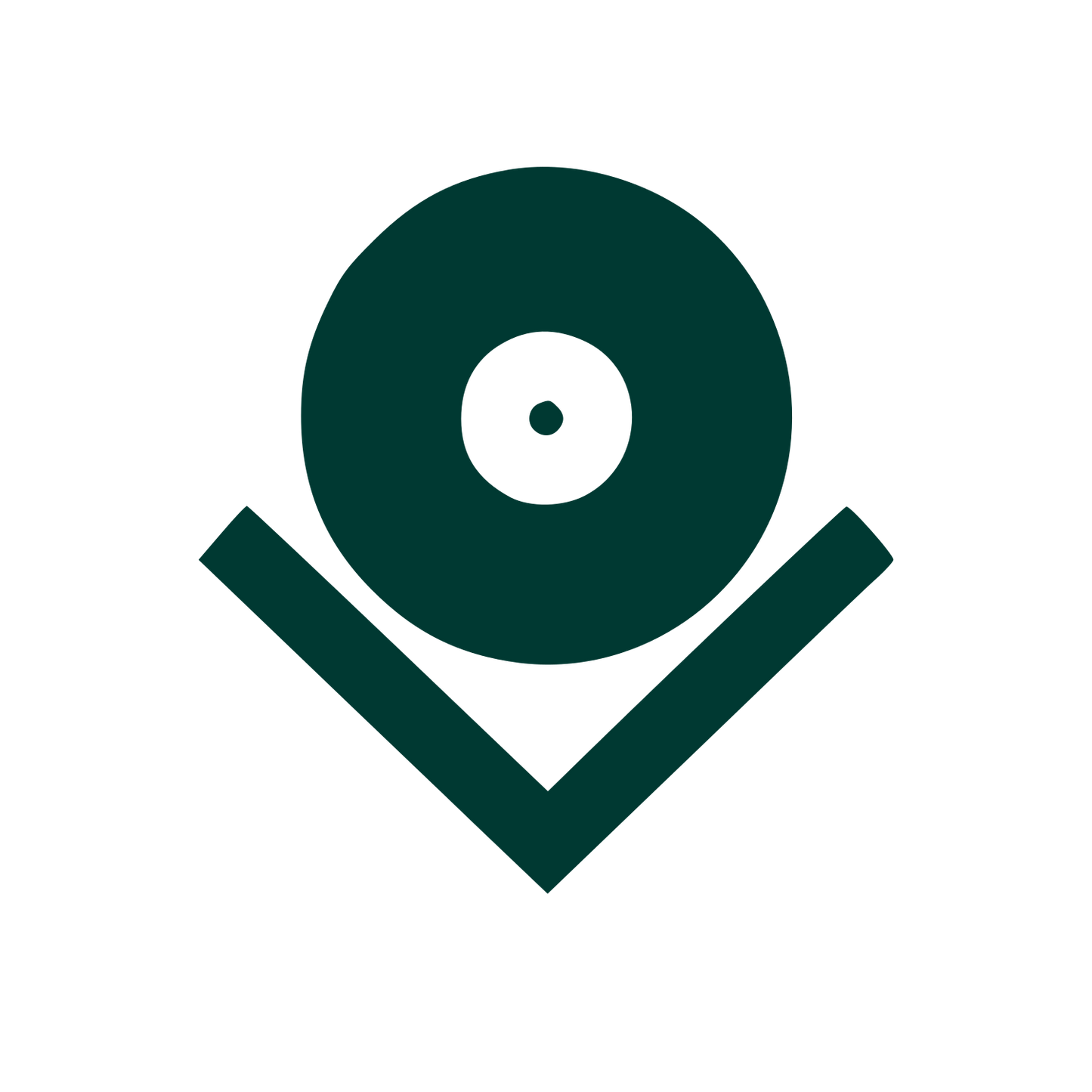 Vinyl Record Checkmark Logo #003932