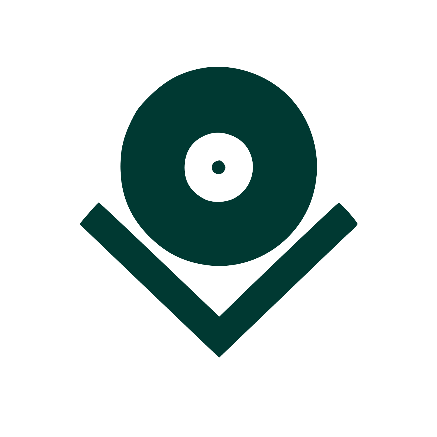 Vinyl Record Checkmark Logo #003932