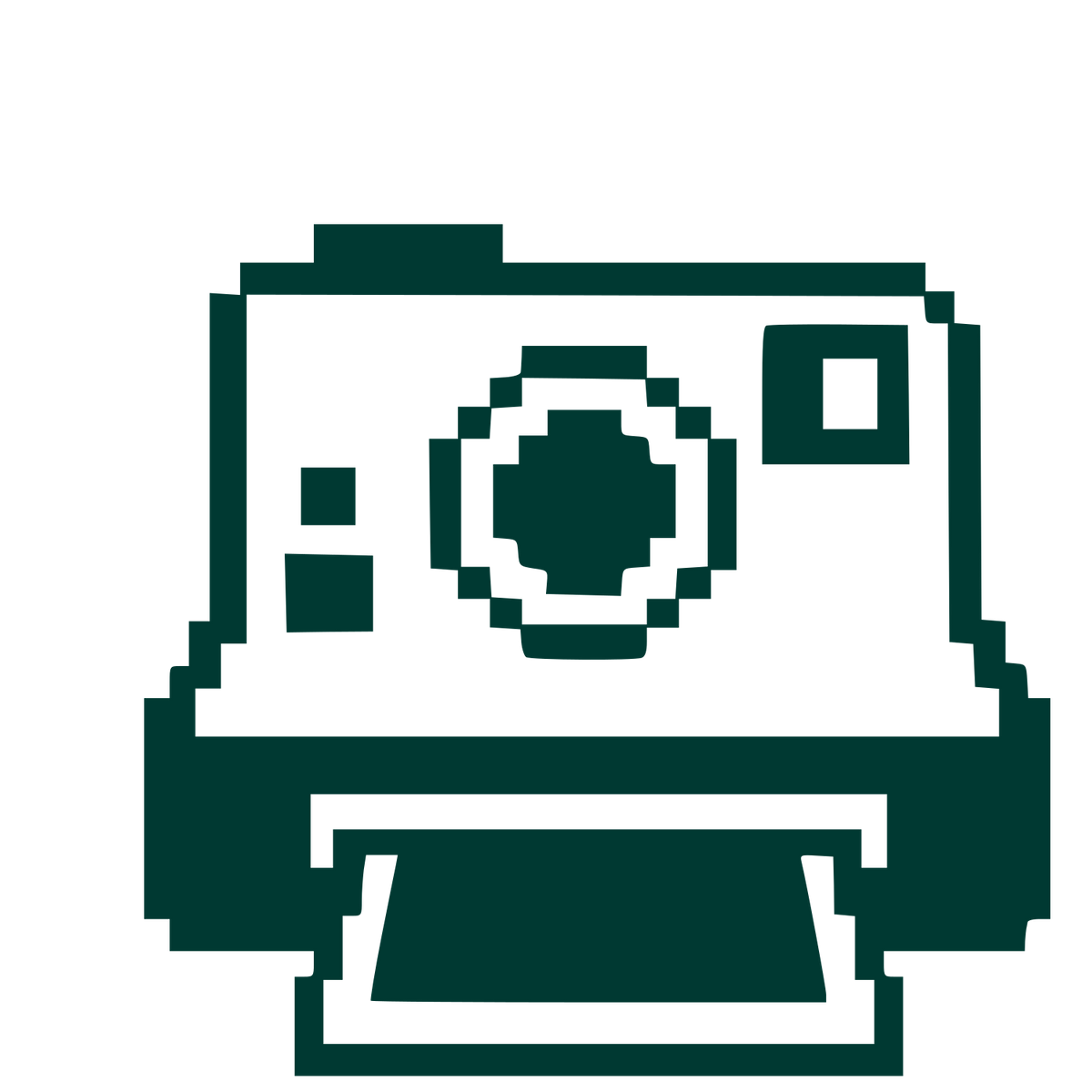 Pixel Polaroid Camera Logo #003932