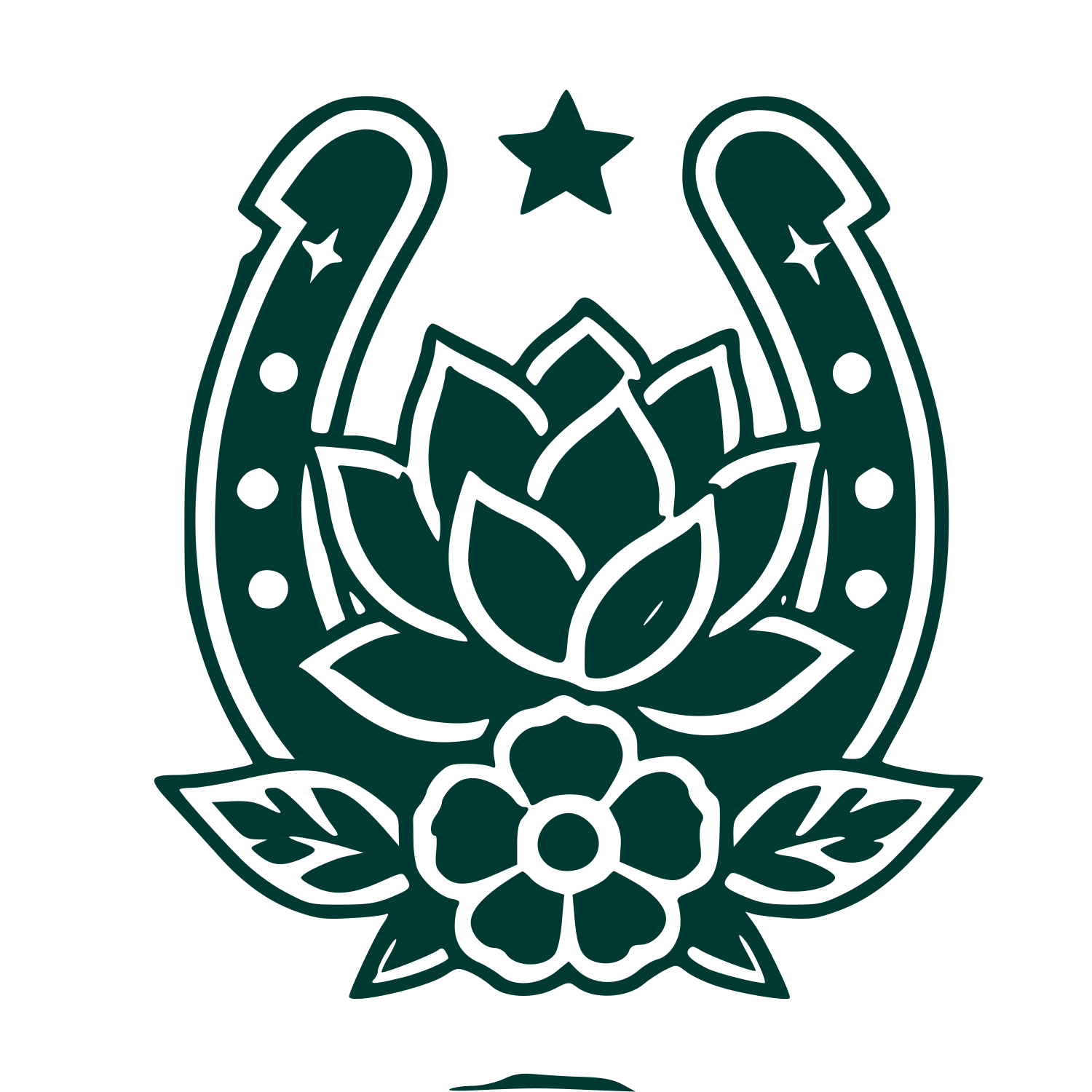 Horseshoe Floral Tattoo Logo #003932
