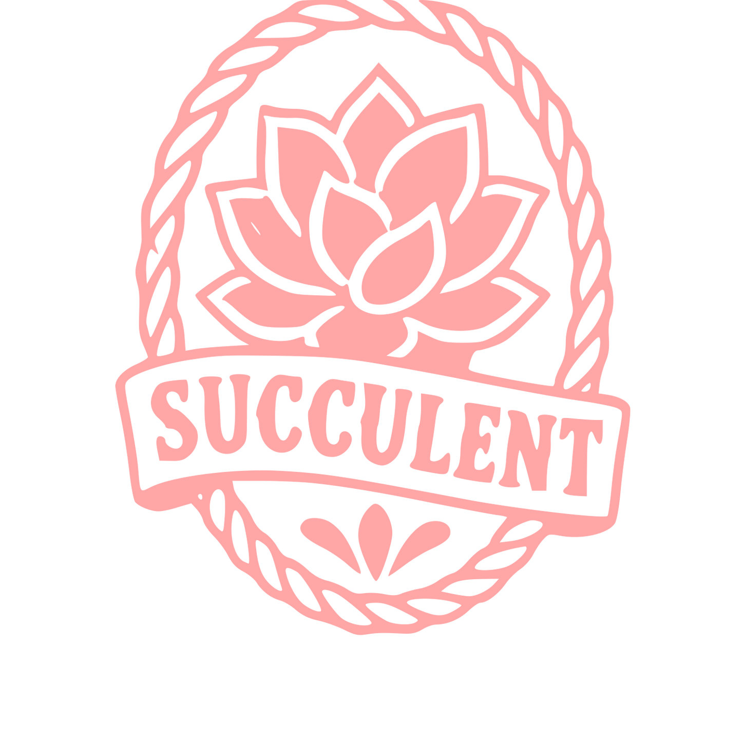 Tattoo Flash Succulent Badge Logo #ffa6a6