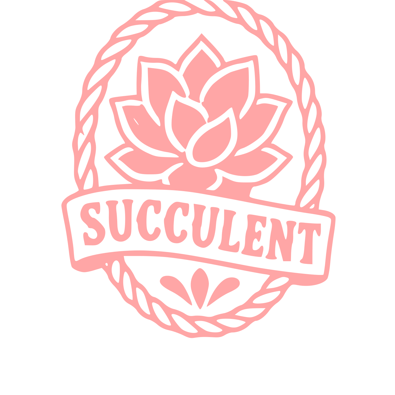Tattoo Flash Succulent Badge Logo #ffa6a6